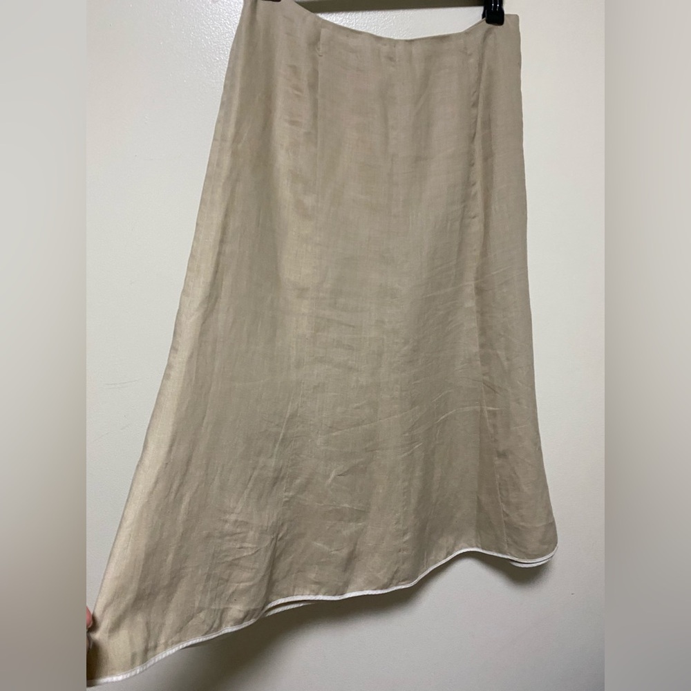 Talbots Beige Midi Linen Skirt Women Size 12 - Picture 2 of 12